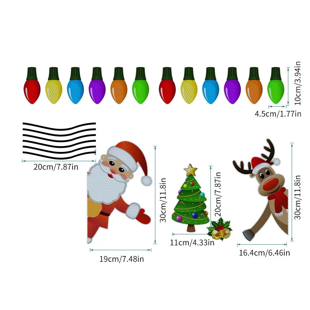 Christmas elk reflective magnetic car decoration sticker in cartoon style on vehicle surface