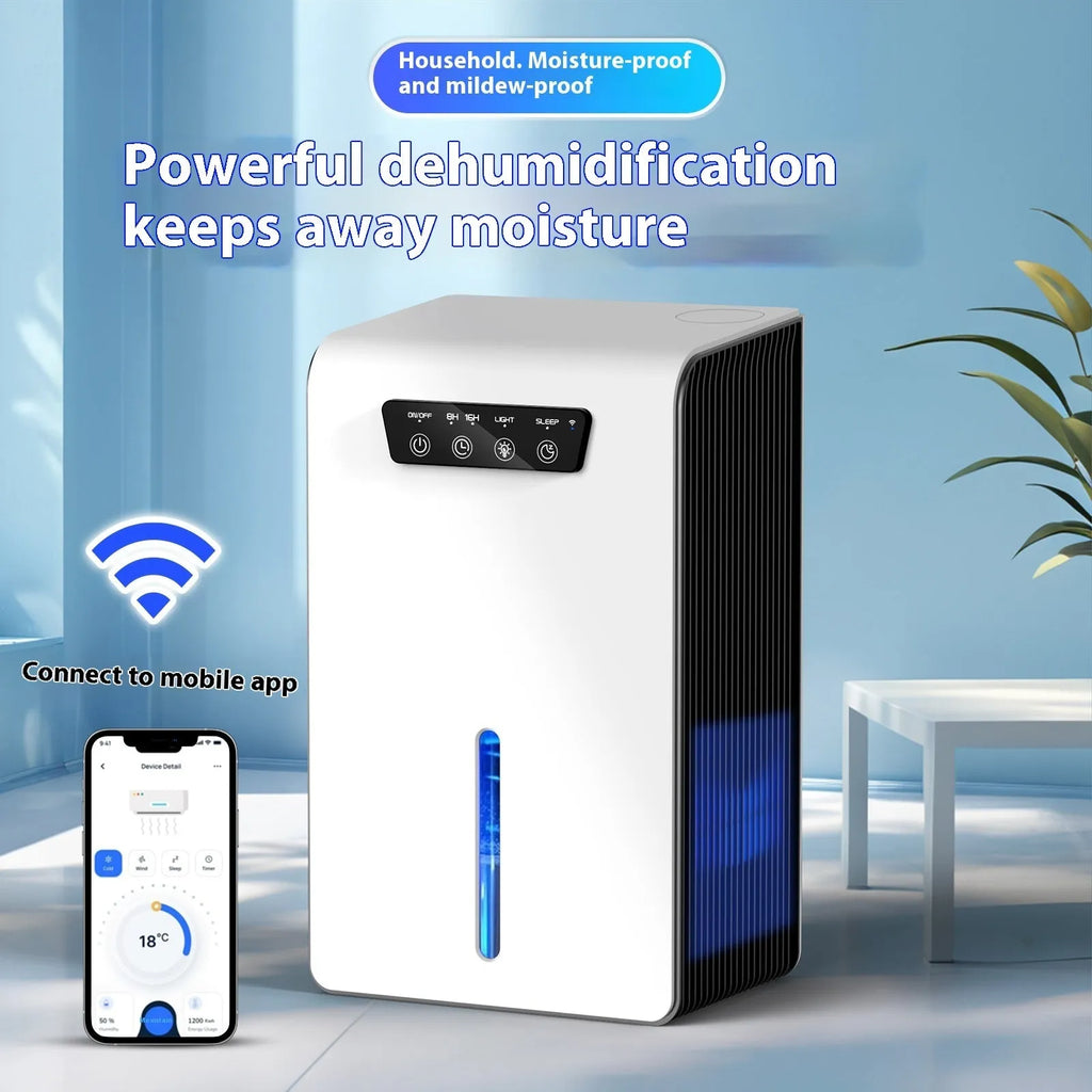 Milky white household dehumidifier for bedrooms and small spaces up to 20 square metres