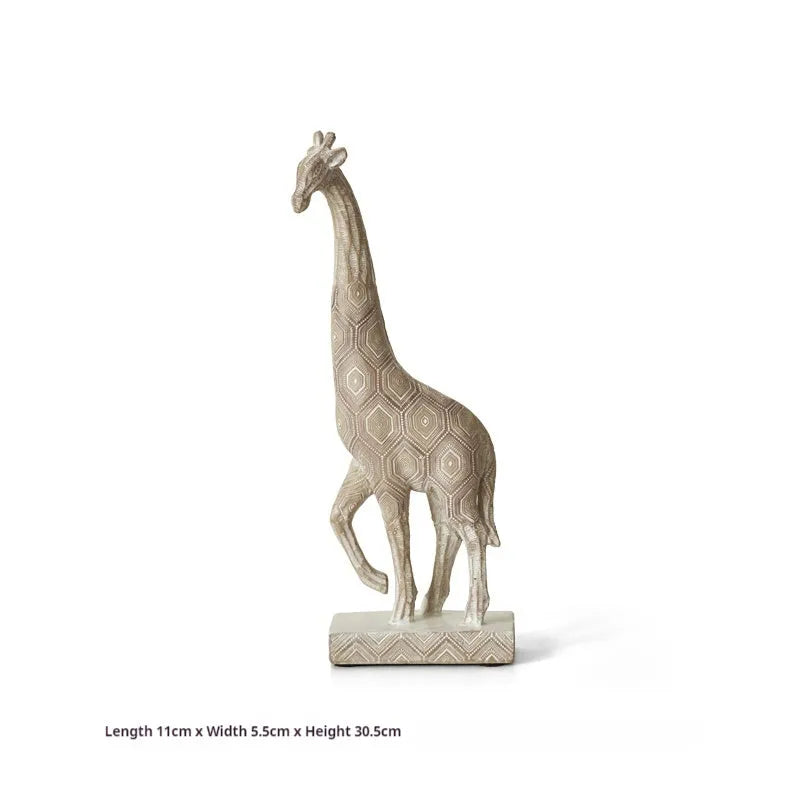 Wood colour giraffe ornament made from synthetic resin measuring 30.5cm tall