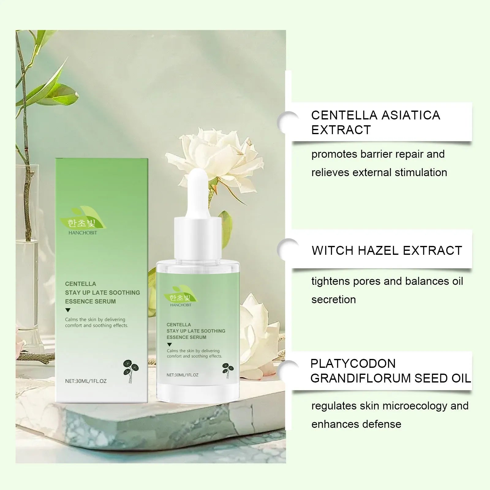 30 ml bottle of Centella Asiatica Sopping Solution facial toner liquid