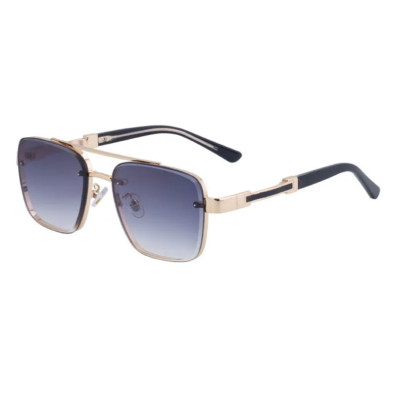 Men's vintage sunglasses with gold frame and gradient lenses for UV protection