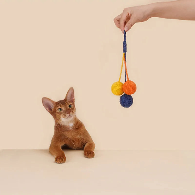 255mm cat teaser wand with catnip ball and feathers in blue, green, red, or yellow