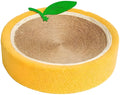 Round orange sisal cat scratching board with concave centre serving as both scratching surface and sleeping bed
