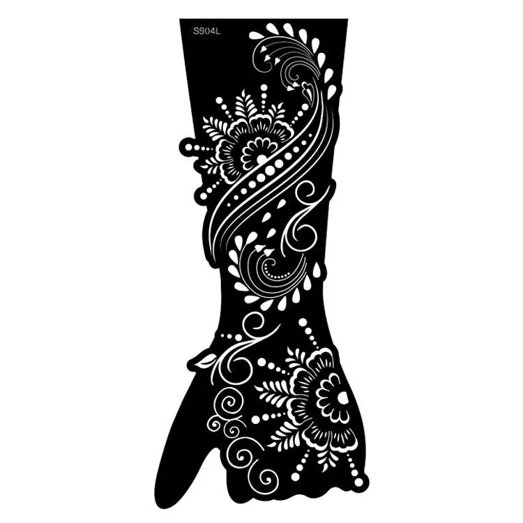 Pack of geometric hollow template tattoo stickers with machine-cut paper stencils for DIY art.