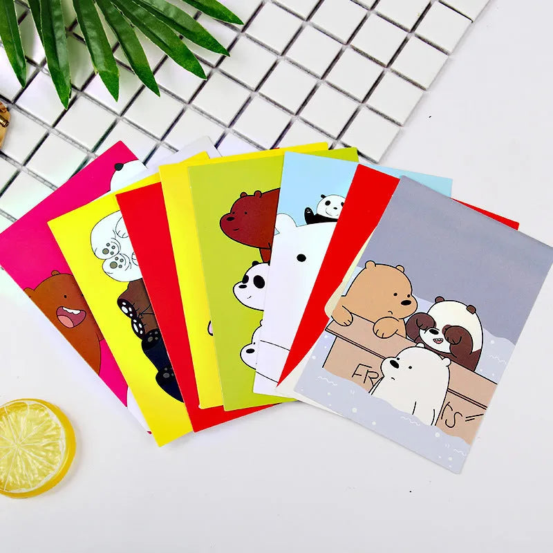 Set of nine Japanese style postcards showing various designs including ink painting and cat illustrations.