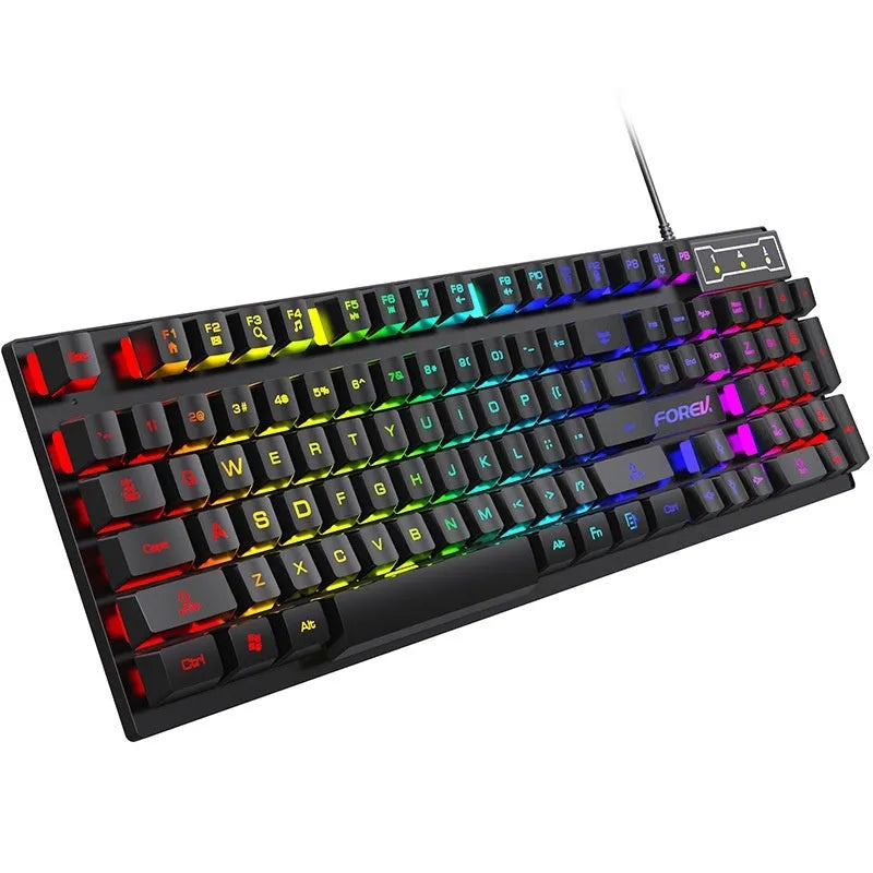 Black 104-key mechanical keyboard with backlight and 1.5m cable, compatible with Windows PCs