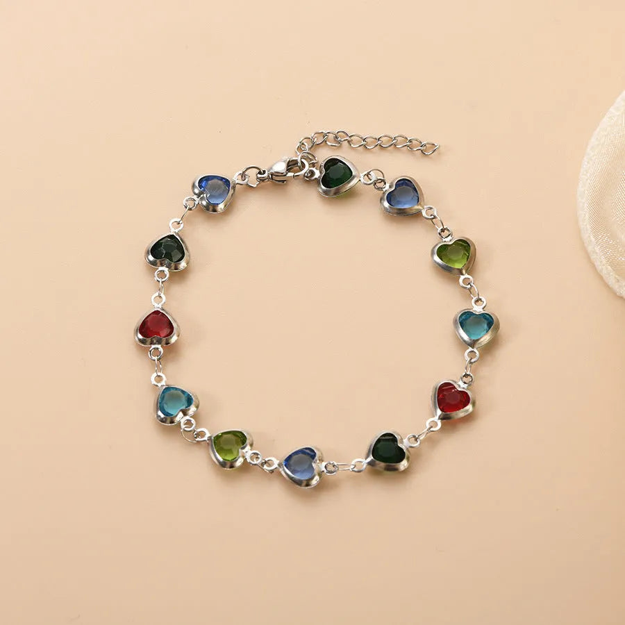 Devil's Eye geometric heart bracelet in stainless steel with multiple colour options