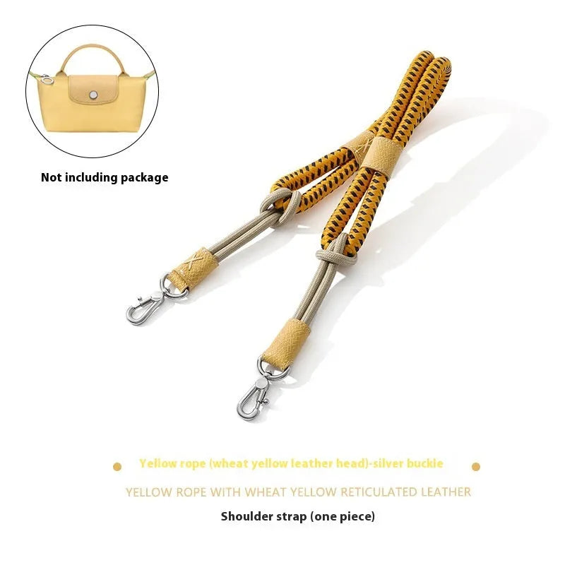 Braided nylon and cowhide leather crossbody strap with alloy buckle for bag modification