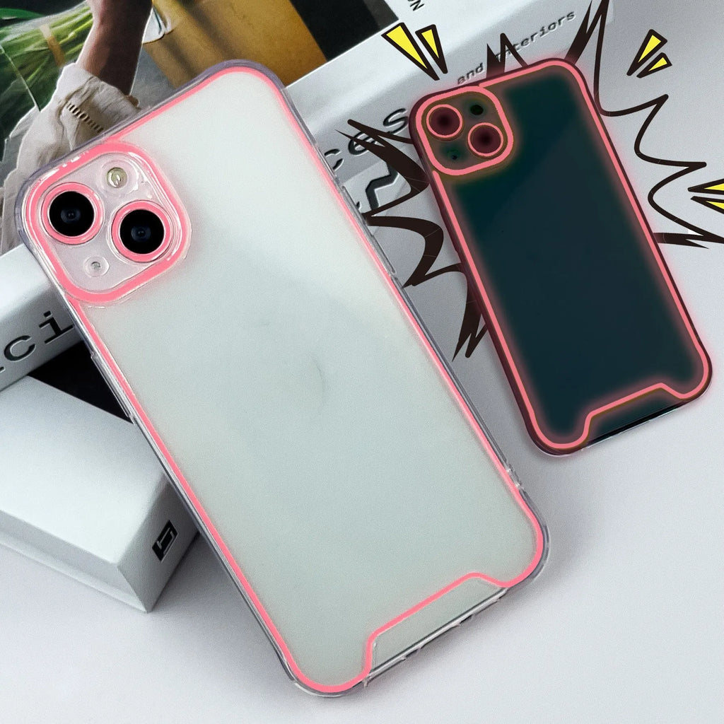 Soft TPU glow-in-the-dark Christmas phone case for iPhone showing blue colour variant on iPhone 14 Pro Max