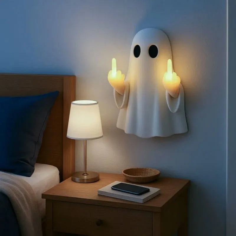 White ghost statue night lamp with modern design for Halloween decorations