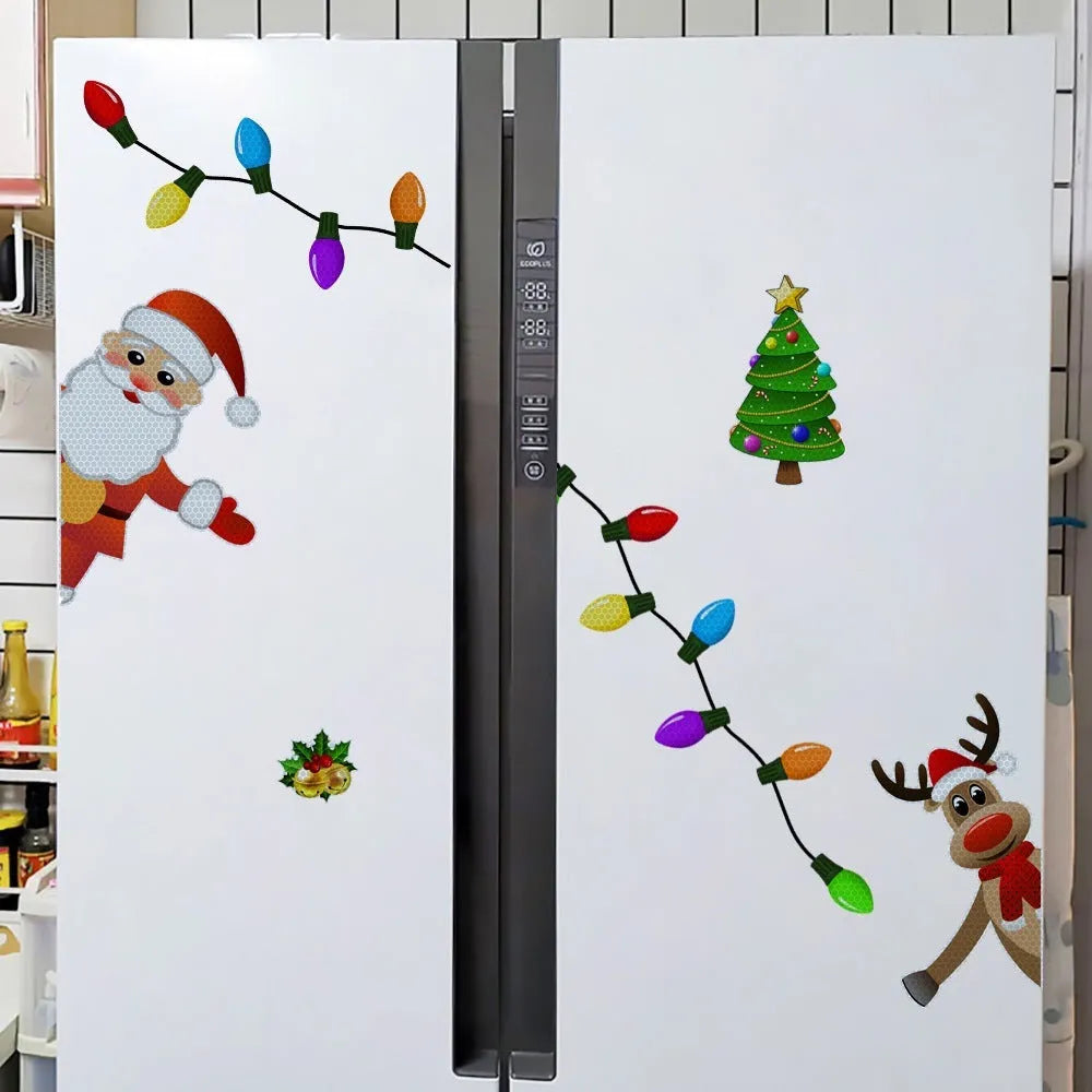Christmas elk reflective magnetic car decoration sticker in cartoon style on vehicle surface