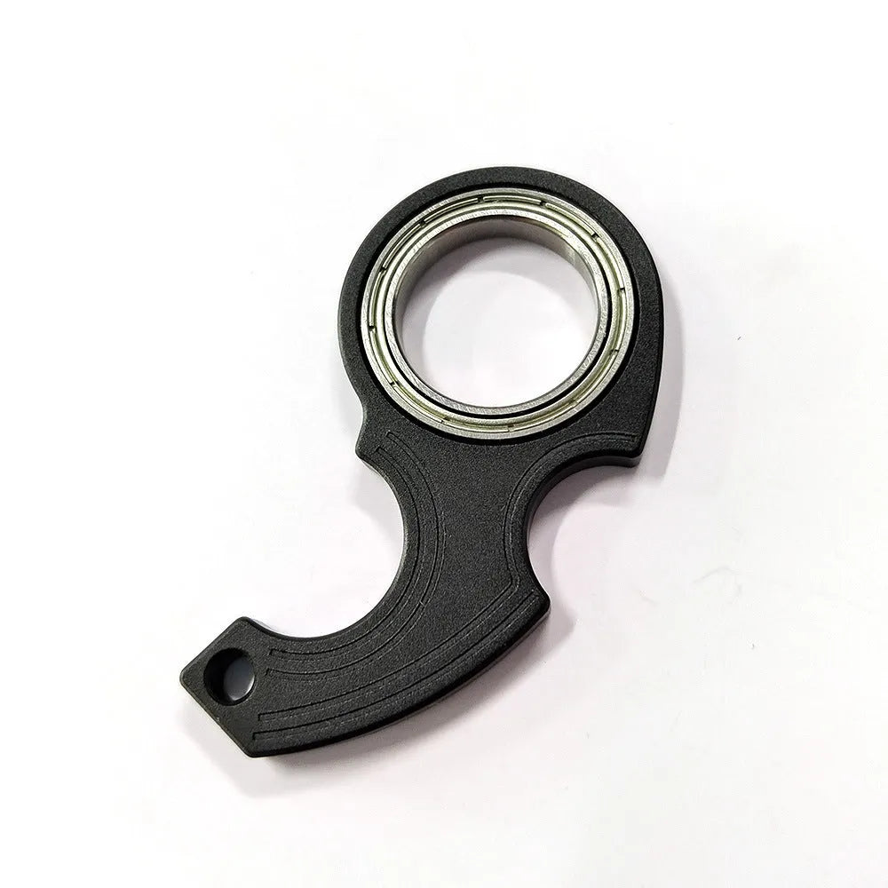 Metal texture rotating keychain in American style, 5x3.8mm, black colour with key ring