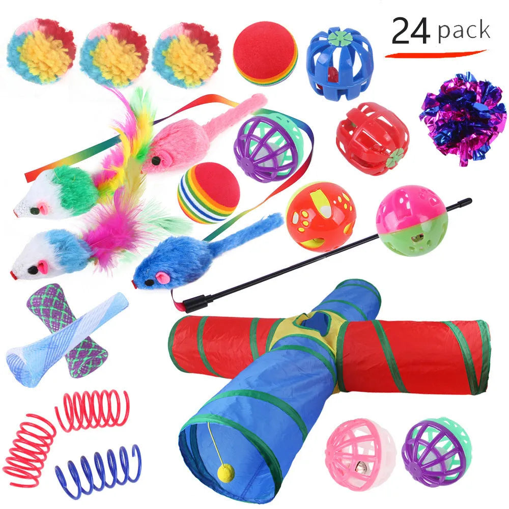 Plastic cat toy suit with tunnel channels in a selected colour from the B99801-B99855 range