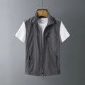 Men's hooded rabbit fur vest waistcoat in slim fit showing army green colour option