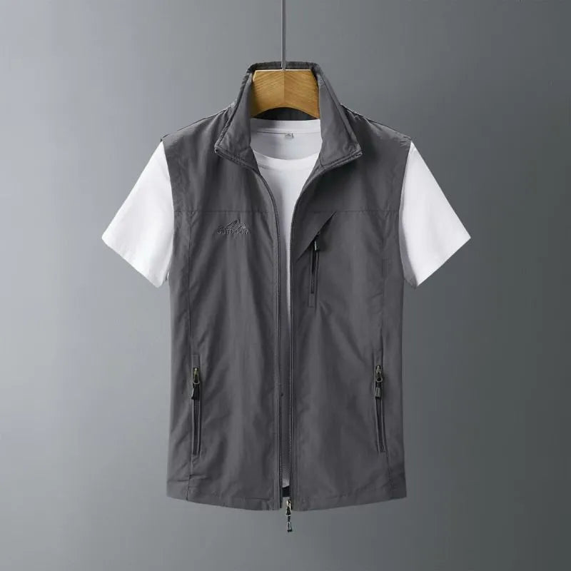 Men's hooded rabbit fur vest waistcoat in slim fit showing army green colour option