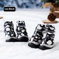 Fleece-lined pet cotton shoes with rubber sole in black, blue, and yellow for small dogs