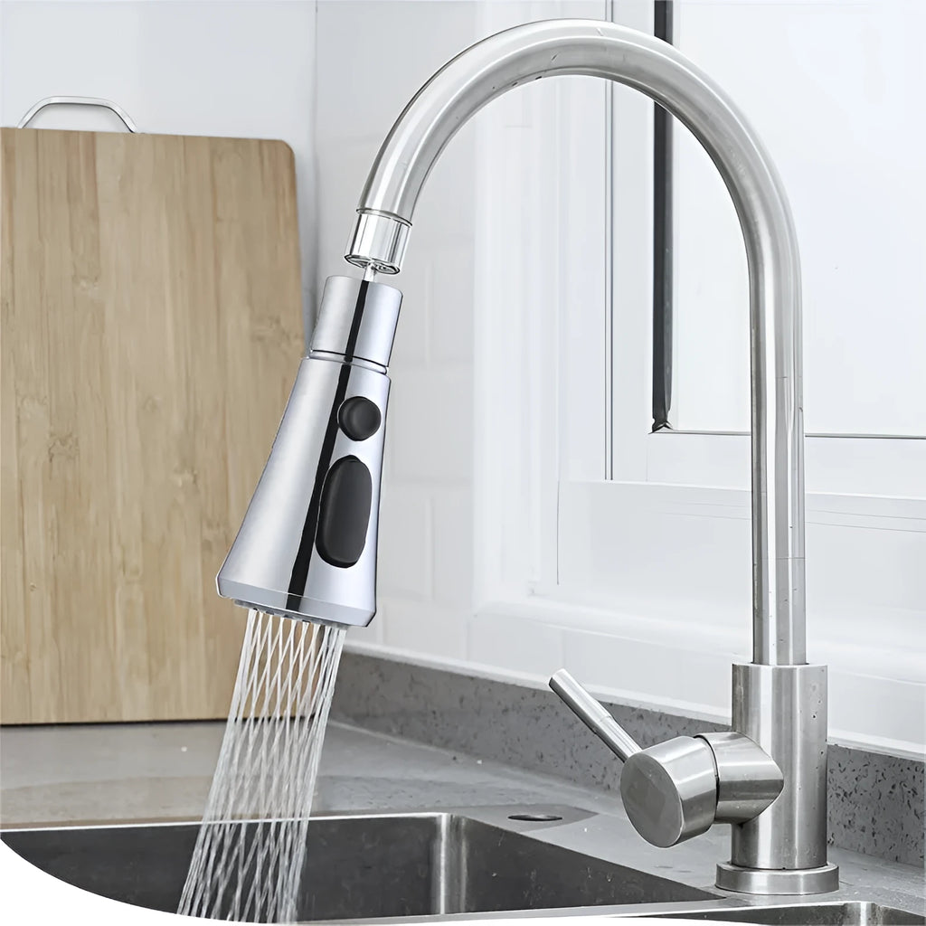 Universal pressurised kitchen faucet sprayer with 360-degree rotating nozzle in matte black finish