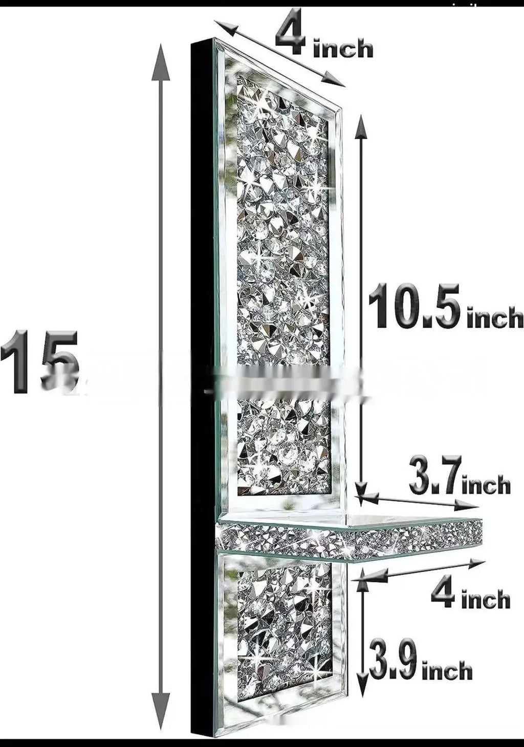 Pair of tall, silver mirror glass candlesticks designed for wall mounting in a living room.