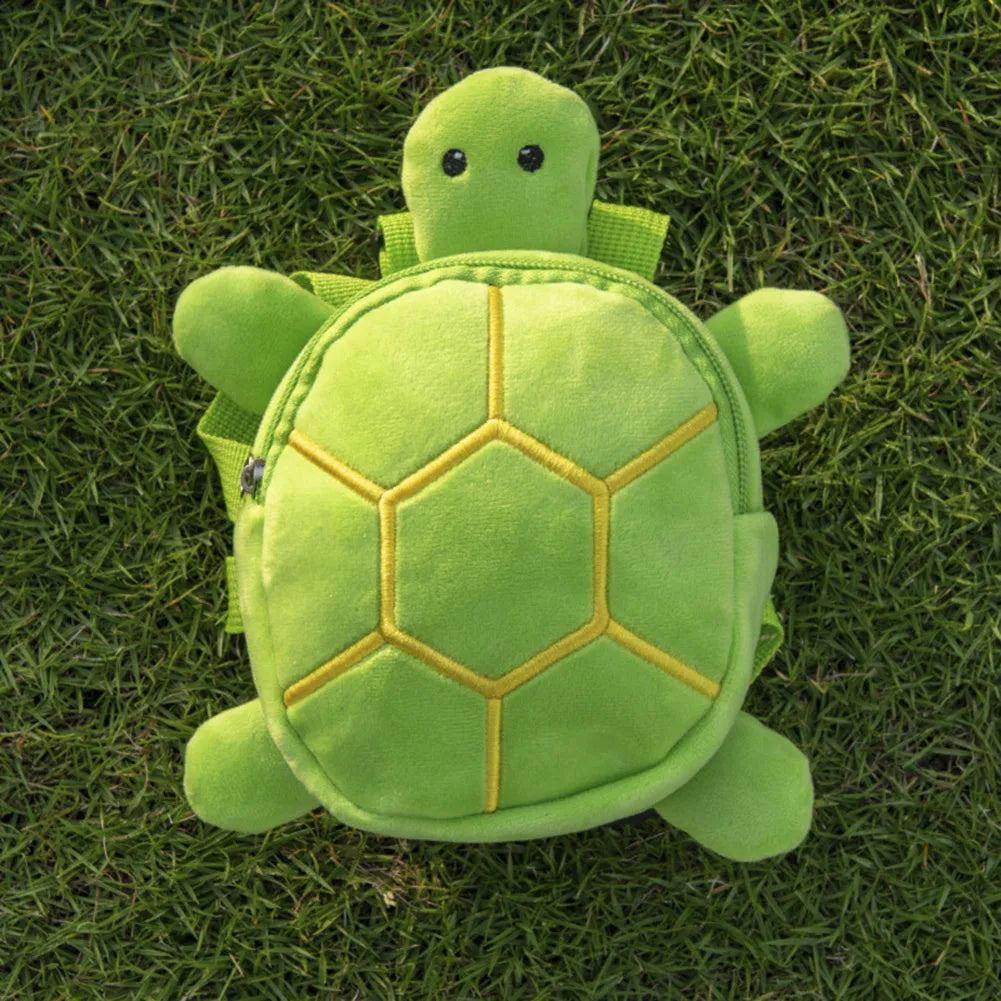 Cartoon turtle shape dog backpack harness in velvet with metal zipper and 20x18cm dimensions