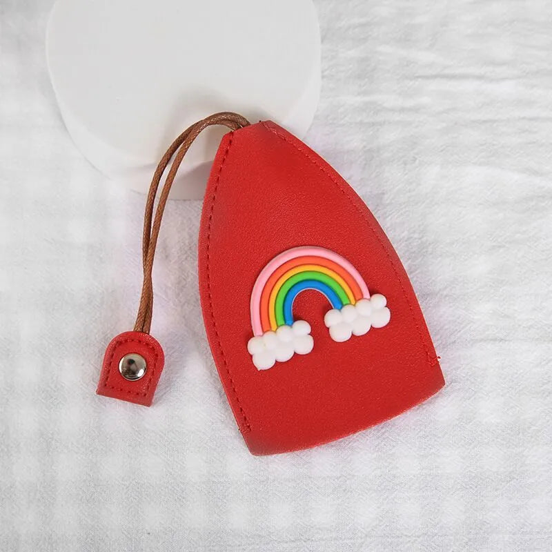 Cartoon design PU leather pull-out car key protector case showing colourful patterns