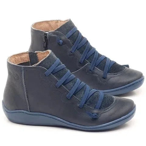 Women's casual wedge heel booties with artificial PU upper and round toe in multiple colour options