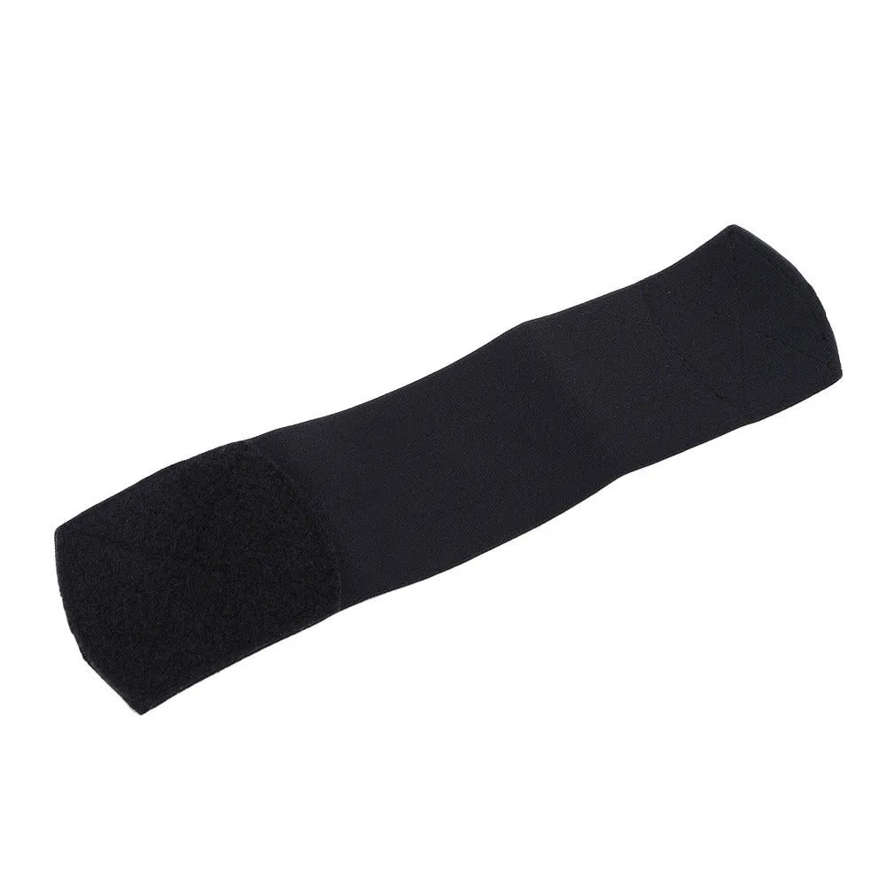 Football shin guard magic tape belt in red, blue, black, or white colours showing flexible rubber construction