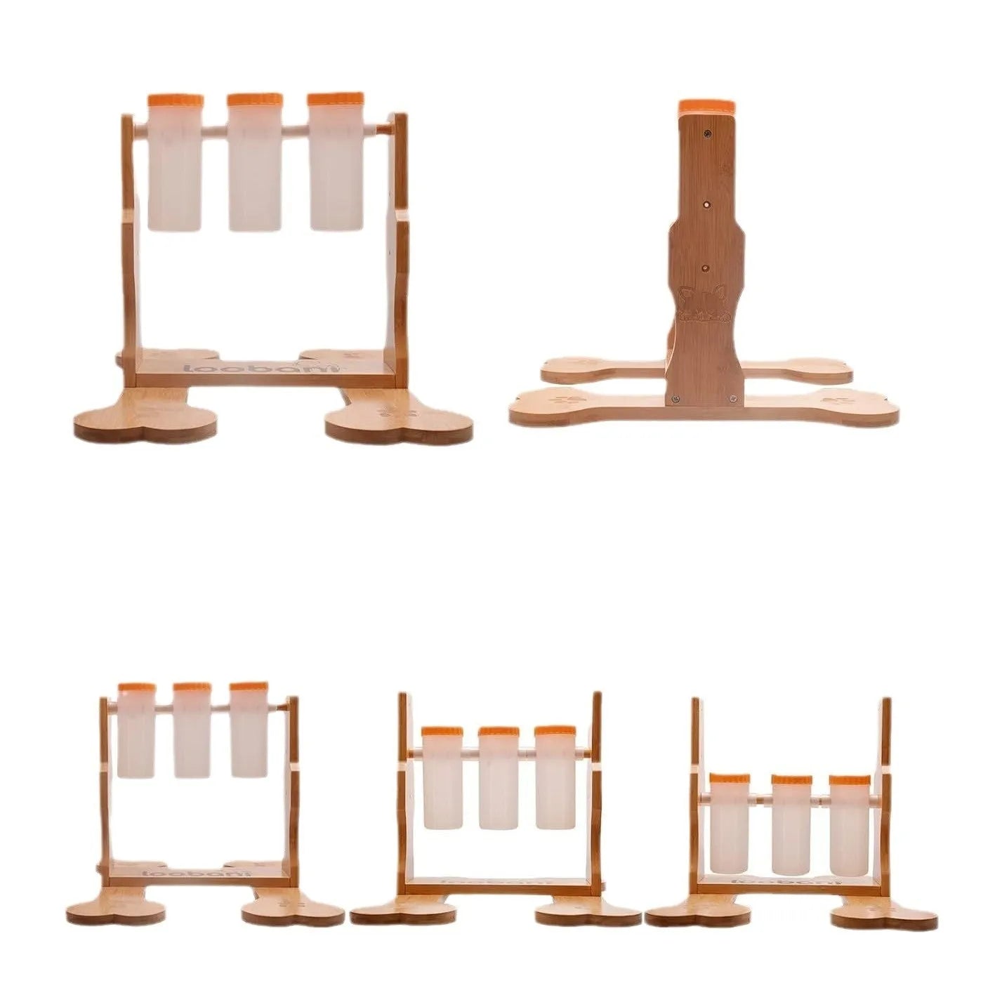 Wooden dog puzzle toy snack dispenser feeder measuring 31x30x20cm in natural wood colour