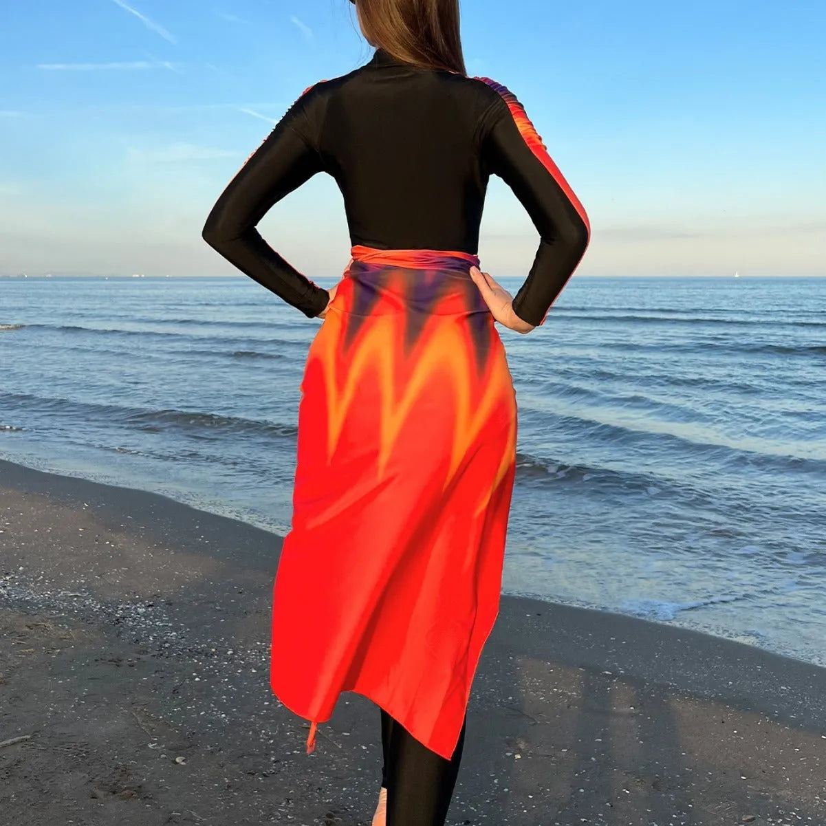 Women's sun protection swimsuit three-piece set in polyester, colour 427, sized S M L XL