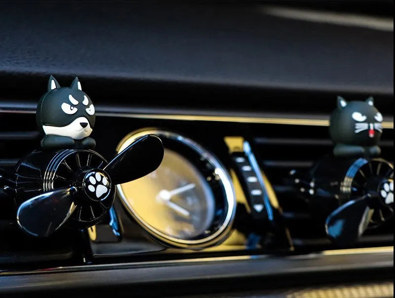 Black husky shaped car air conditioner vent ornament made of ABS plastic