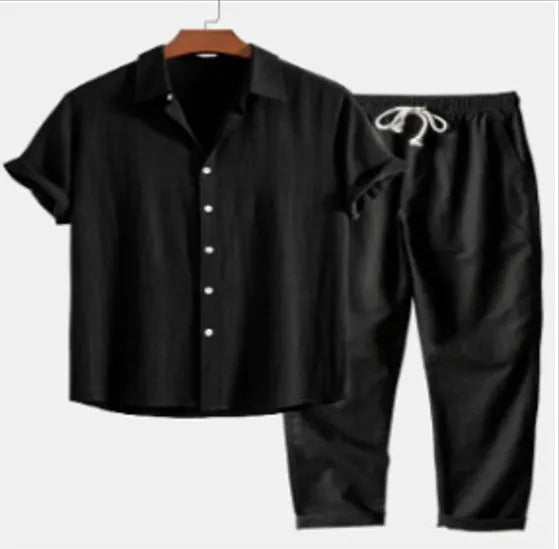 Men's floral print polyester cardigan suit in slim fit with top and pants