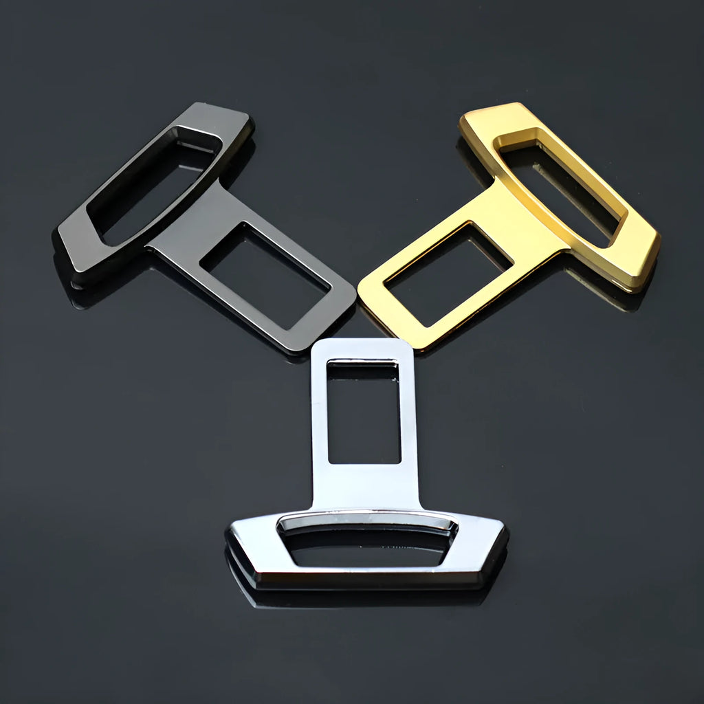 Metal car interior silencer insert shown in gold, matte black, and silver colour options.