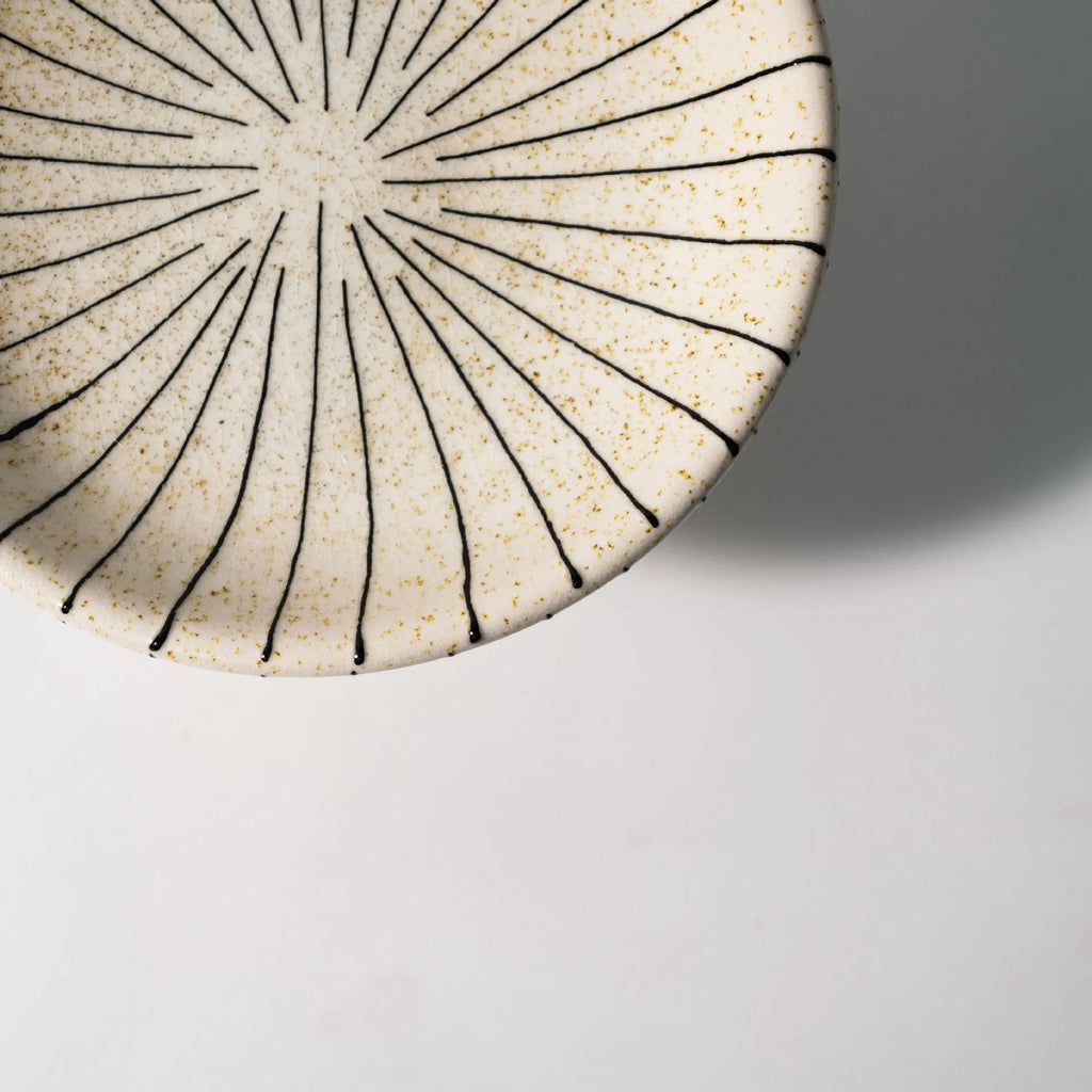 Black and white striped resin fruit plate with retro design for dessert serving