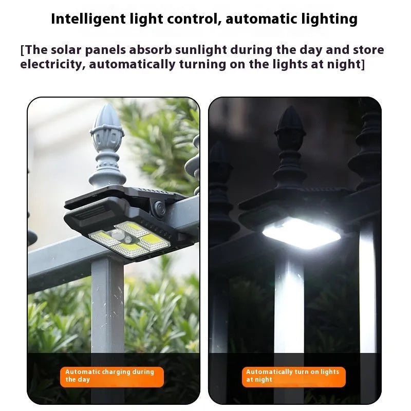 White ABS clip lamp with motion sensor, 11.2cm by 7.6cm compact size