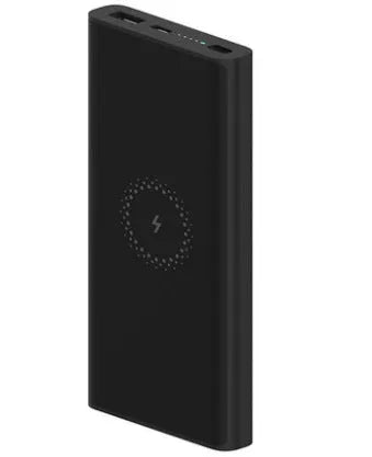 White or black 10000 mAh power bank with fast charging and wireless output for tablets and cameras