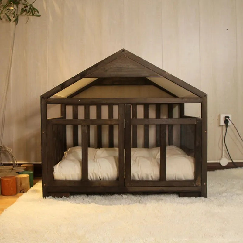 Wooden pet house for cats and small dogs in white finish, removable and washable