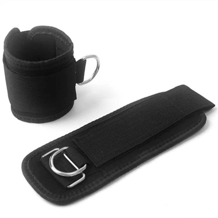 Black taekwondo training pull rope set for leg conditioning and explosive force development.