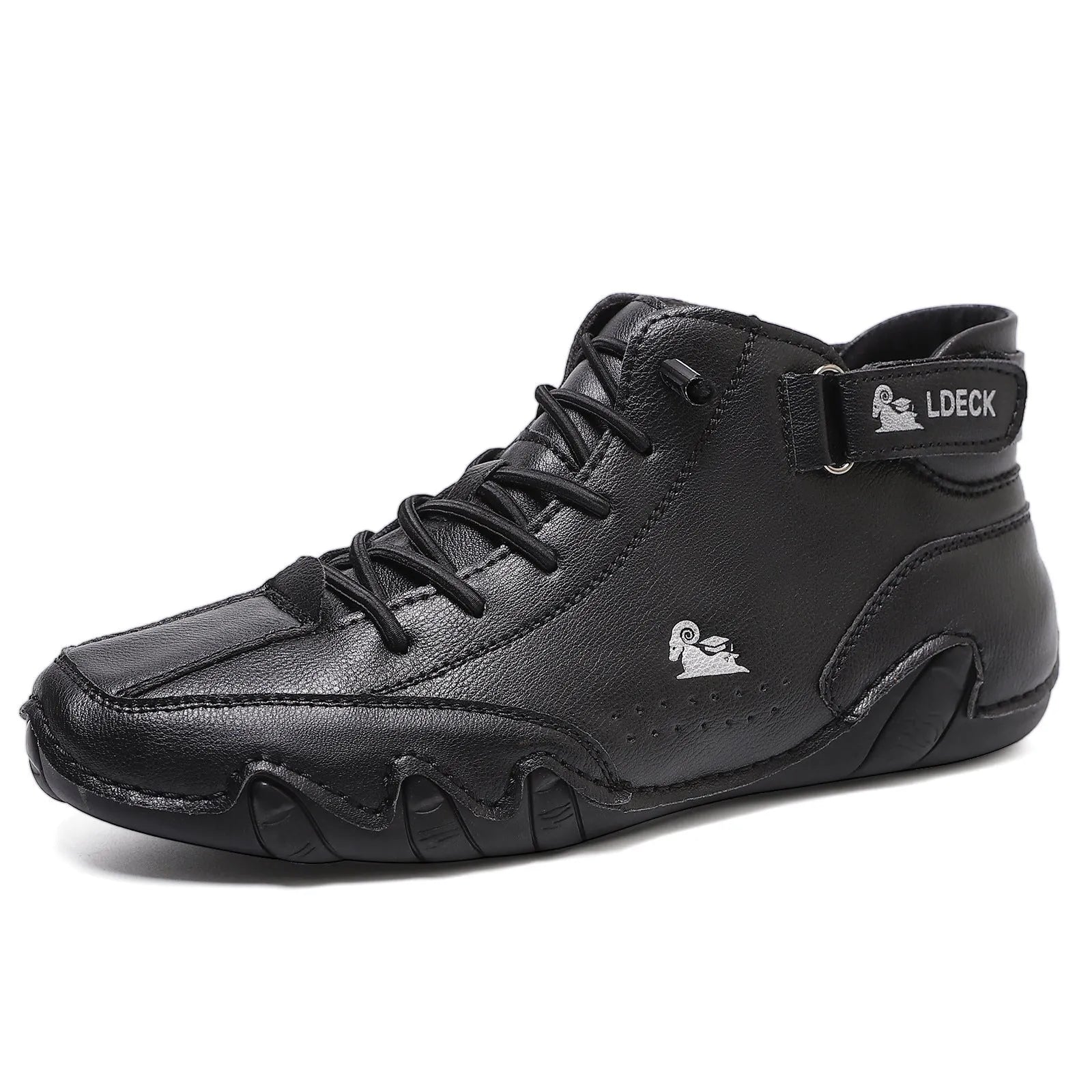 High top men's casual shoes in khaki colour with microfiber upper and rubber sole