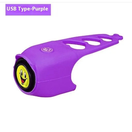 Electronic bicycle horn for handlebars in plastic, available in black green purple white red blue, with button battery power