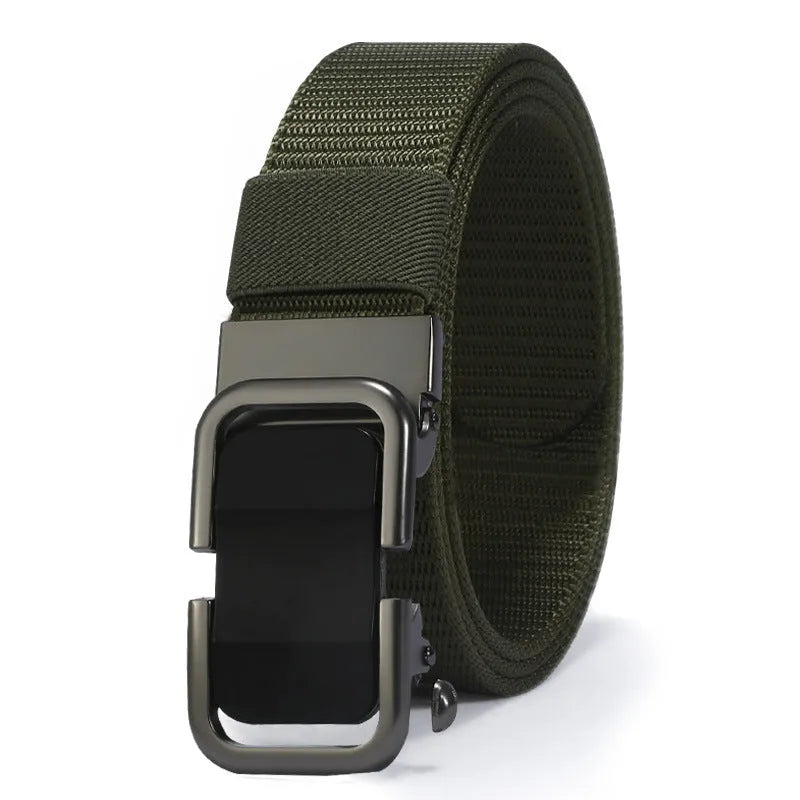 Men's nylon canvas slide belt with toothless adjustment buckle in multiple colour options