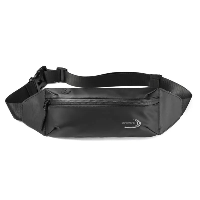 Men's waterproof waist bag in Derm Oxford polyester showing compact 45cm design