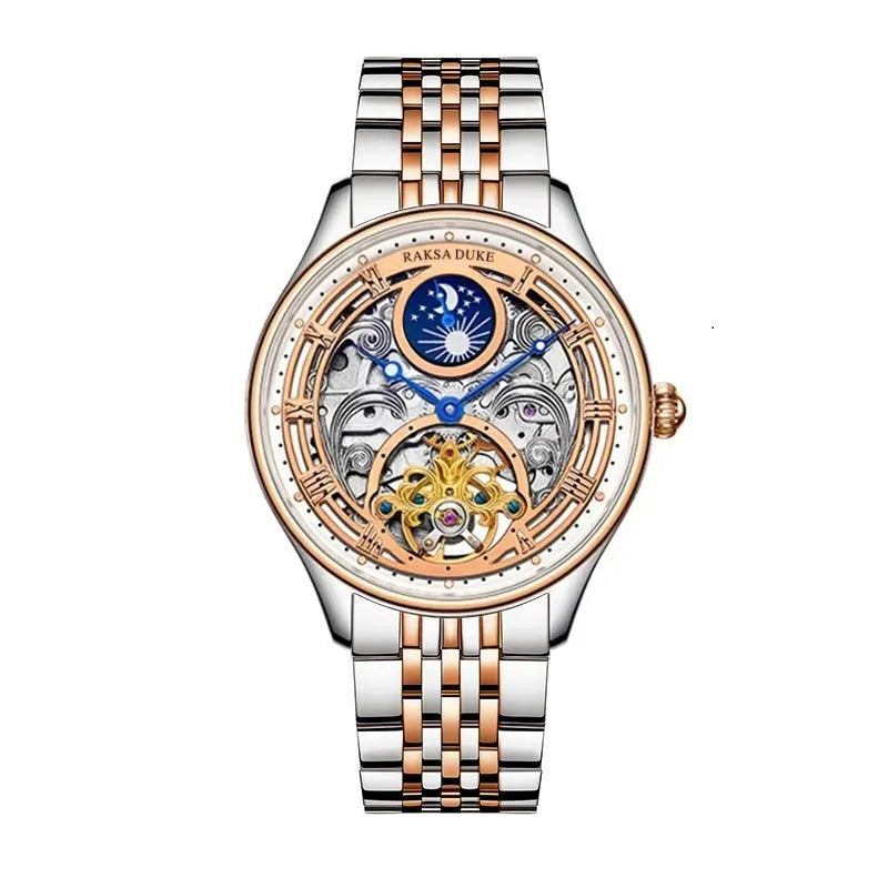 Men's waterproof business watch with stainless steel strap showing white dial and 16mm thickness case