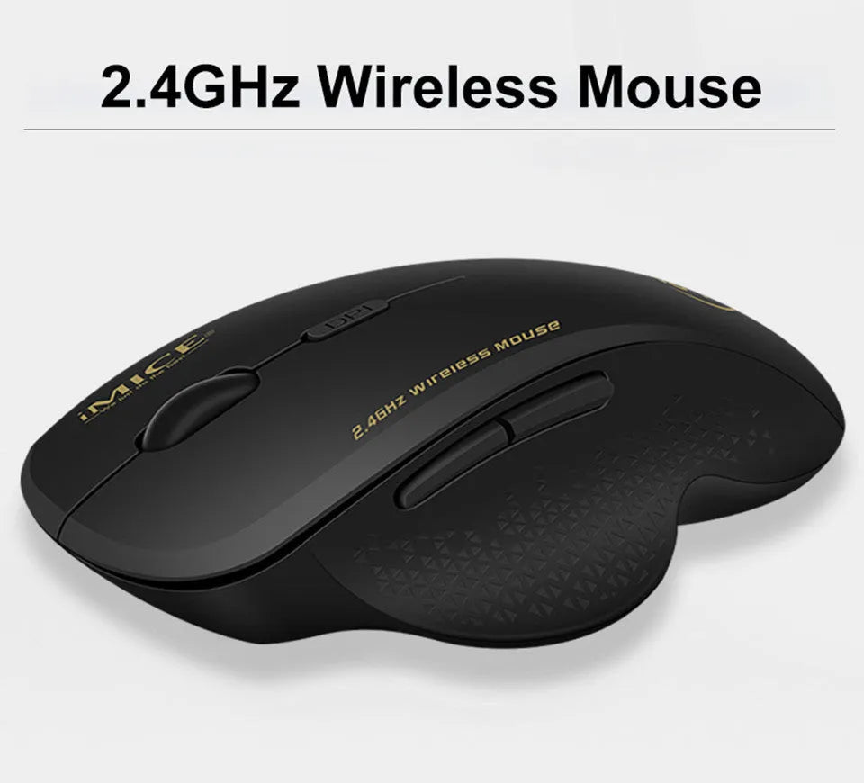 2.4G wireless gaming mouse with six buttons and touch wheel in black iron grey for laptop use