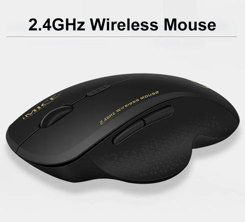 2.4G wireless gaming mouse with six buttons and touch wheel in black iron grey for laptop use