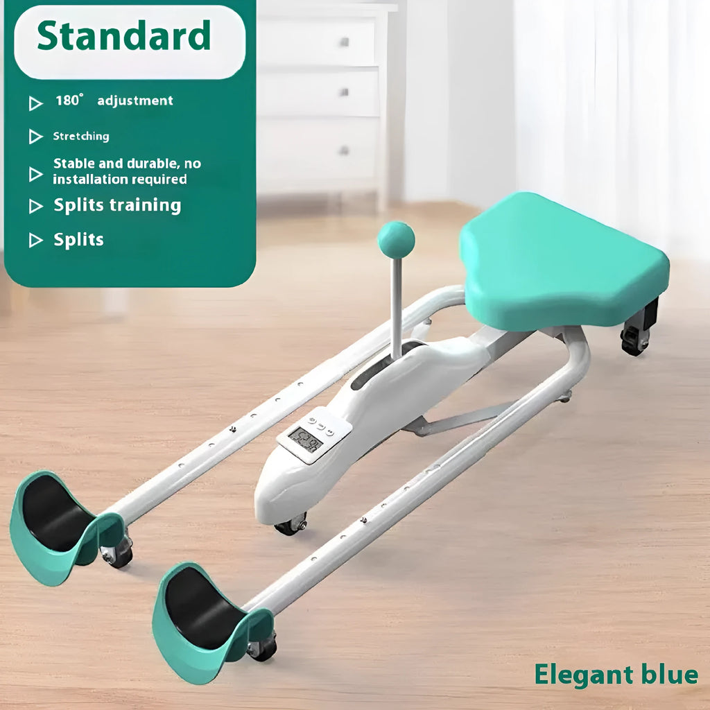 Steel frame leg stretching equipment with foam padding in blue colour