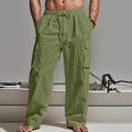 Men's cotton wide-leg casual trousers in seven colours with elastic mid waist