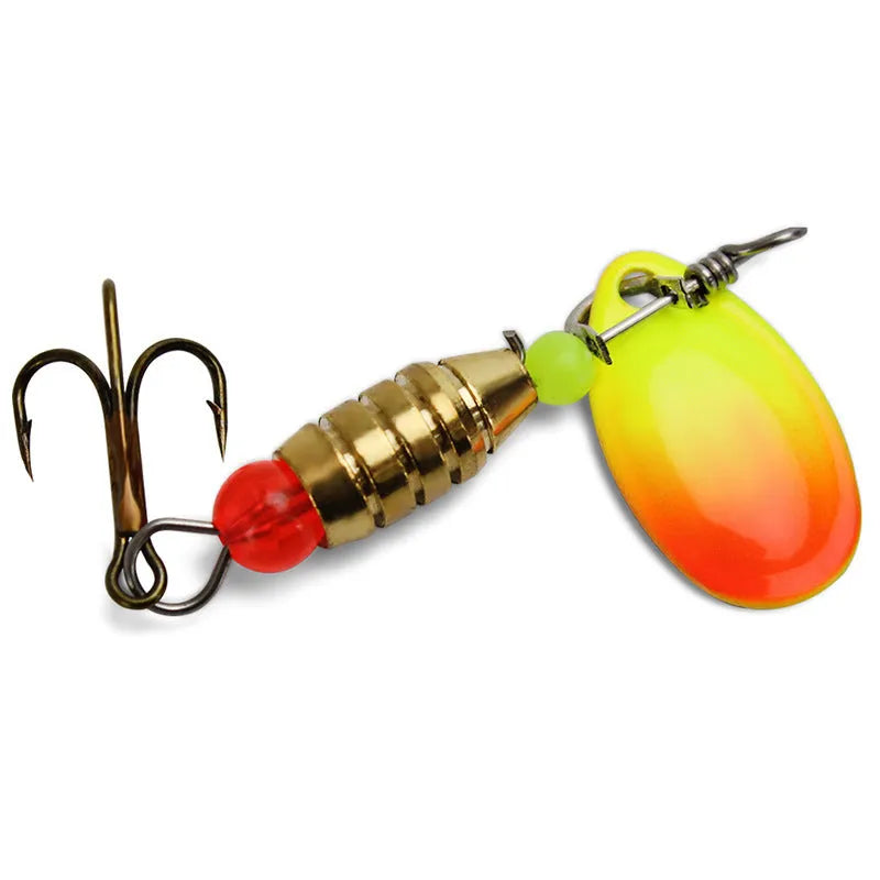 Fishing gear accessories set with metal tossing type lure and rotating sequined suit in two colour options