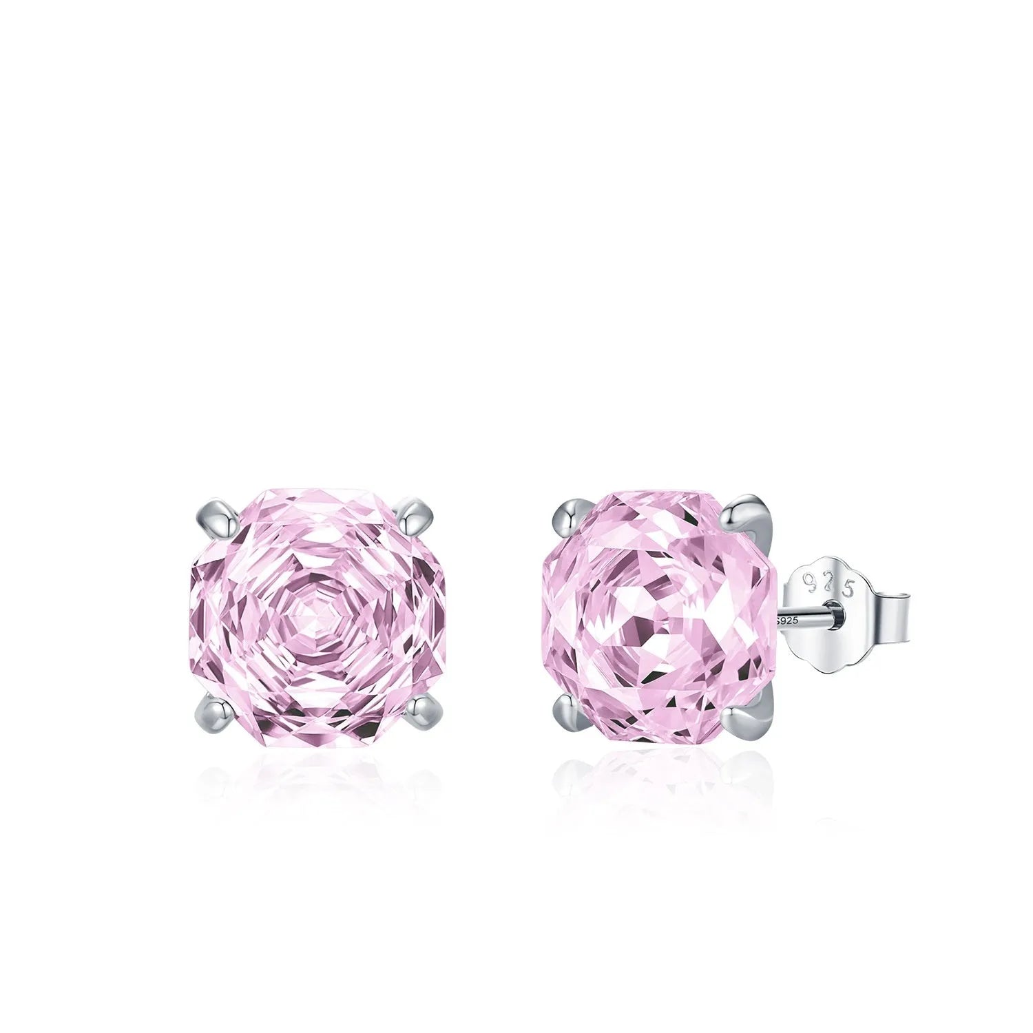 S925 sterling silver rose stud earrings for women in 6mm or 8mm sizes with flower design
