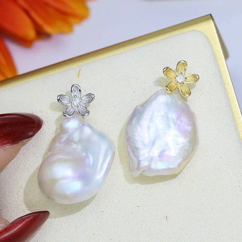 Sterling silver pearl empty holder pendant for water drop and Baroque pearls, silver colour