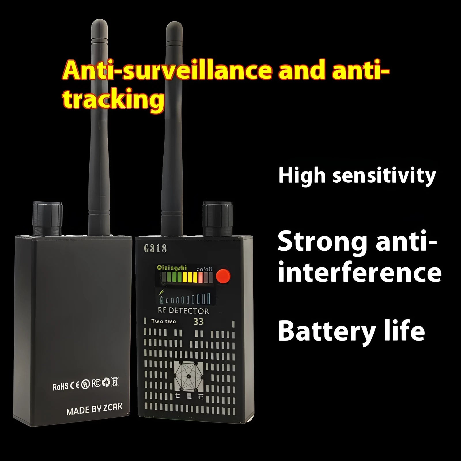 G318 professional signal detector for anti-theft and anti-eavesdropping security applications