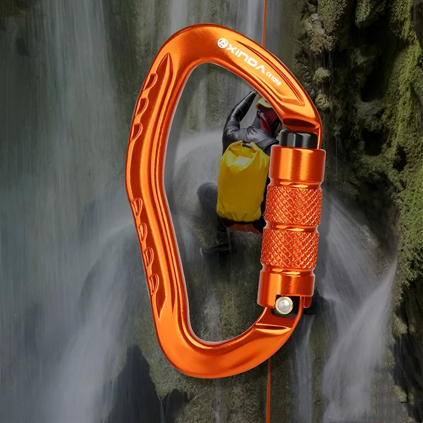 Automatic lock climbing carabiner in black blue orange red or silver colours for outdoor equipment